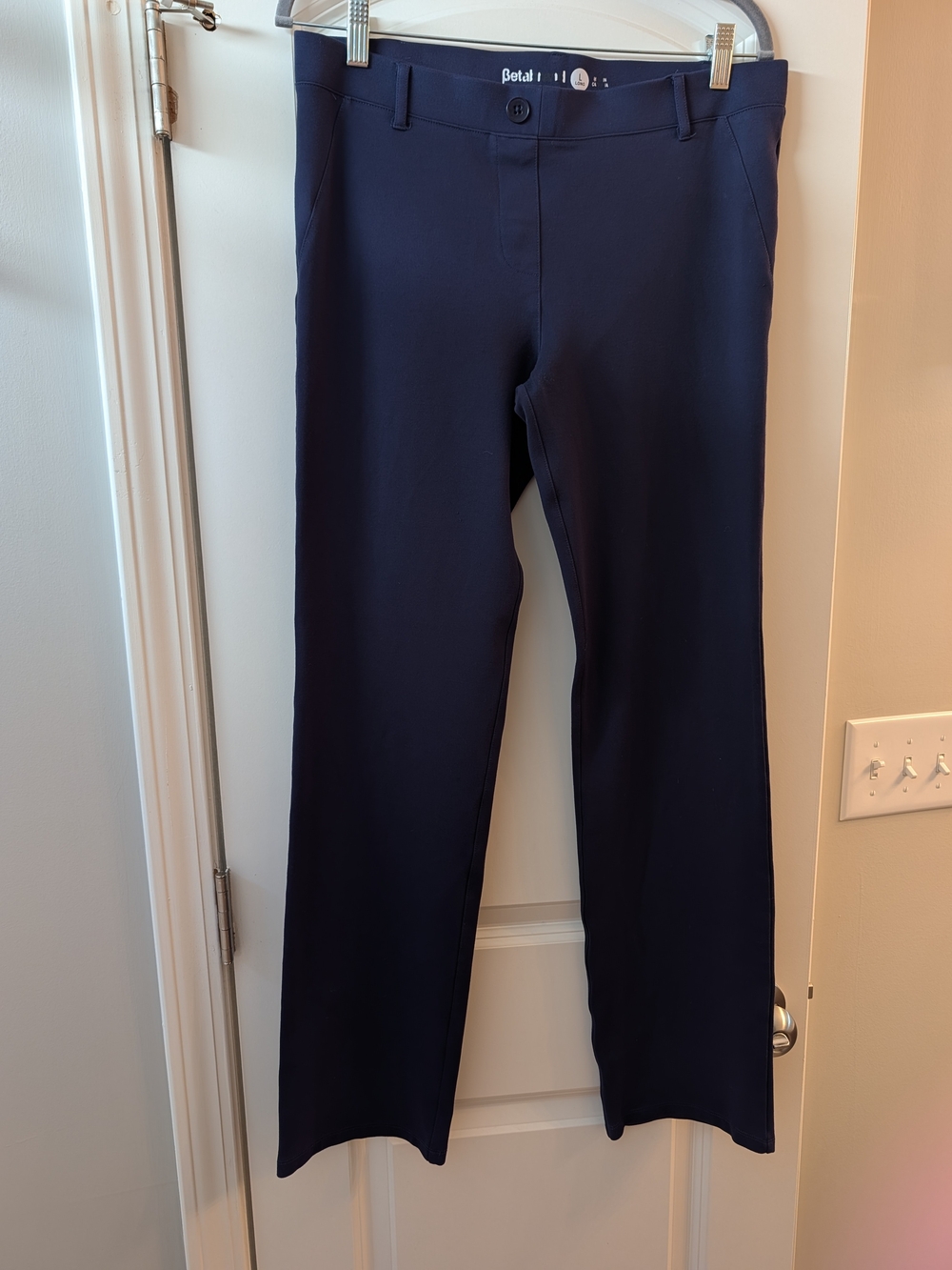 Betabrand Women's Navy Dress Pant Yoga Pants Straight-Leg